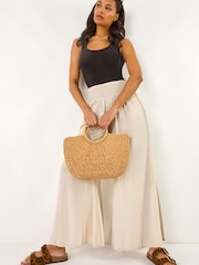 Roman Natural Relaxed Wide Leg Trouser - Image 1 of 5
