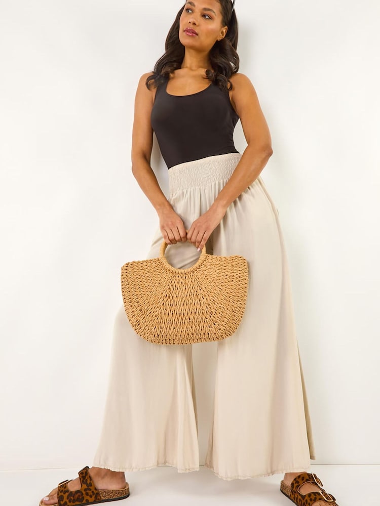 Roman Natural Relaxed Wide Leg Trouser - Image 1 of 5