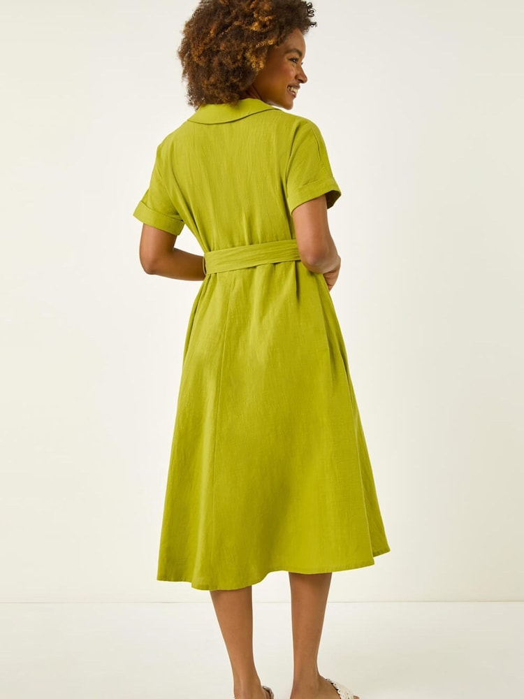 green belted shirt dress Lighthearted Days Green Stripe Belted Button Front Maxi Shirt Dress