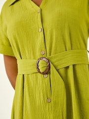 Roman Linen Look Belted Shirt Dress - Imagen 6 de 6