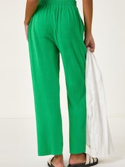 Roman Green Full Length Linen Trousers - Image 3 of 5