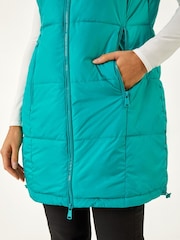 Roman Blue Quilted Zip Detail Longline Gilet - Image 2 of 5