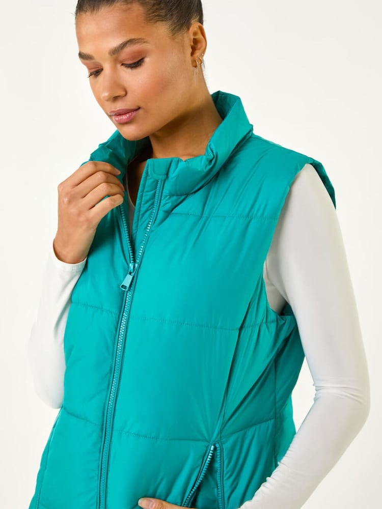 Roman Blue Quilted Zip Detail Longline Gilet - Image 5 of 5