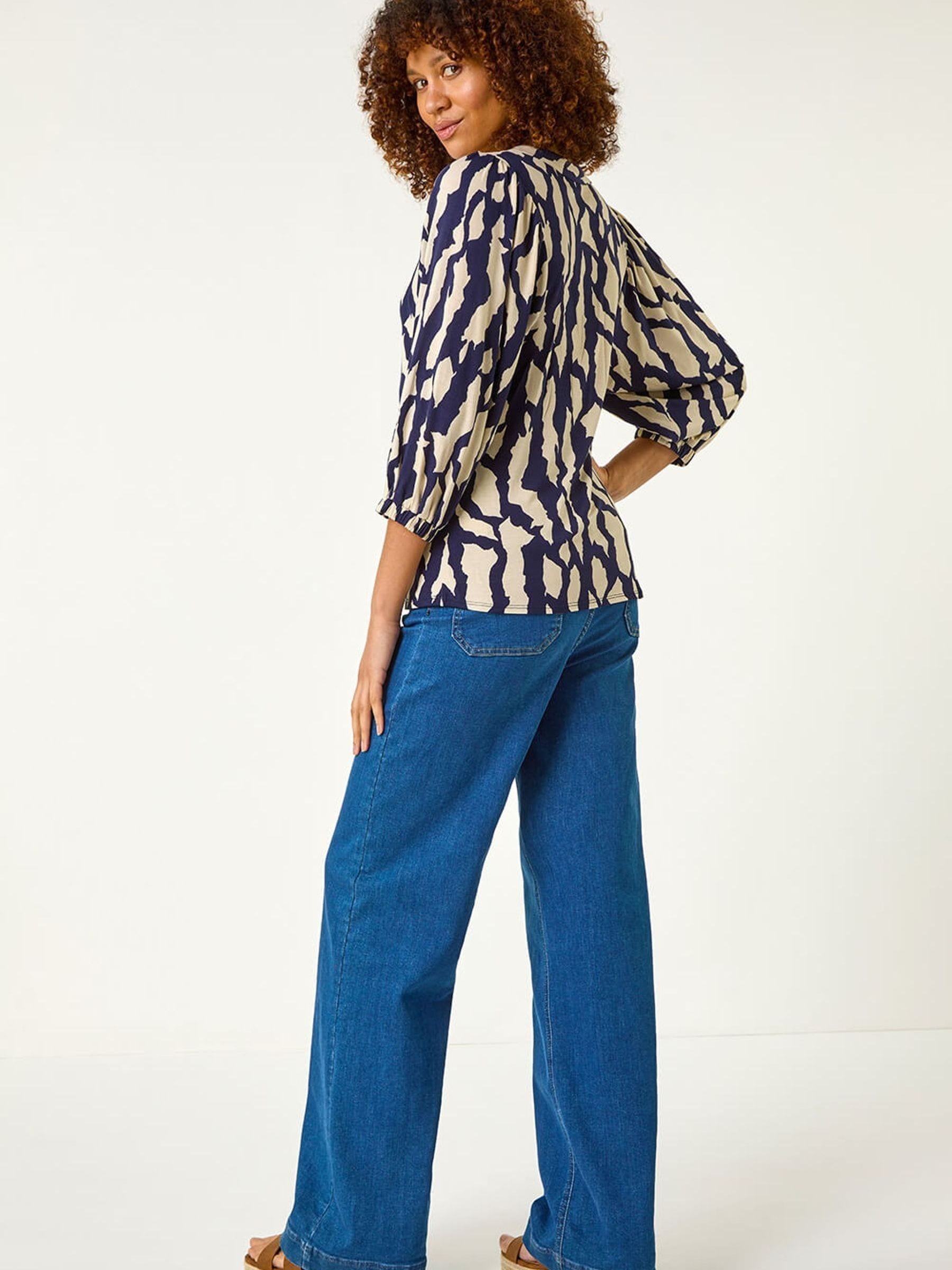 Buy Roman Blue Mono Abstract Print Top from Next Romania