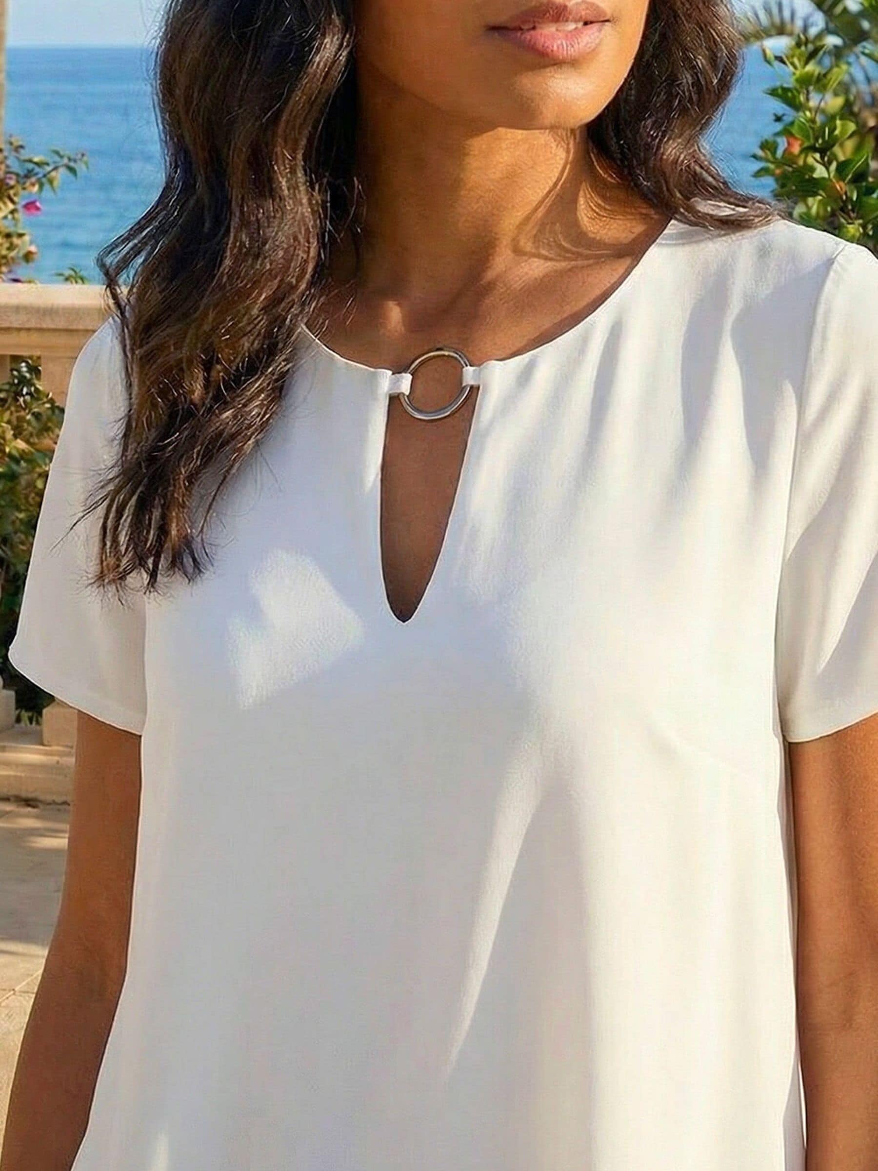 トップス RINGO Buy Roman White Ring Front Chiffon Overlay Top from the Next UK