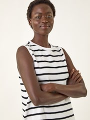 Roman Black Stripe Jersey A-Line Dress - Image 2 of 5