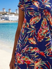 Roman Blue Leaf Print Hanky Hem Tunic Top - Image 4 of 4