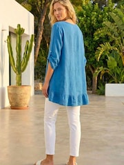 Roman Blue Necklace Frill Hem Tunic Top - Image 3 of 4