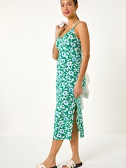 Roman Green Floral Strappy Midi Dress - Image 2 of 5