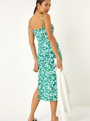 Roman Green Floral Strappy Midi Dress - Image 3 of 5