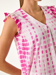 Roman Pink Pleated Tie Dye Frill Top - Image 5 of 5