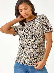 Roman Natural Textured Animal Print Stretch Tee - Image 2 of 5