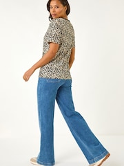 Roman Natural Textured Animal Print Stretch Tee - Image 3 of 5