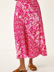 Roman Pink Vivid Multi Floral Print A-Line Skirt - Image 5 of 5
