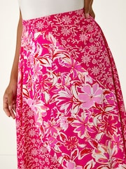 Roman Pink Vivid Multi Floral Print A-Line Skirt - Image 6 of 6