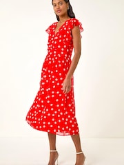 Roman Red Spot Frill Fit & Flare Dress - Image 1 of 5