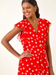 Roman Red Spot Frill Fit & Flare Dress - Image 5 of 5