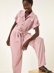 Roman Pink Utility Buttoned Jumpsuit - Image 1 of 5