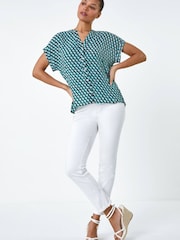 Roman Blue Geometric Print Relaxed Shirt - Image 2 of 5