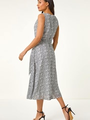 فستان متوسط الطول طبعة منقطة بطيات من Roman - Image 3 of 5