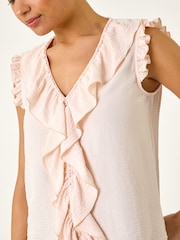 Roman Pink V-Neck Ruffle Front Vest Top - Image 5 of 5