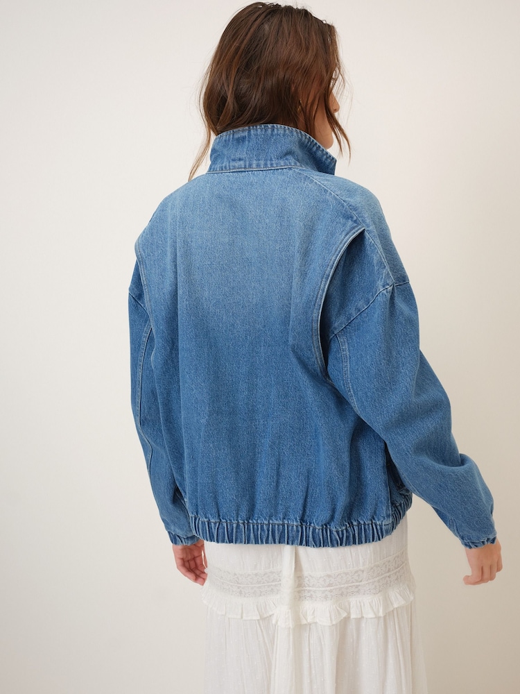 Nobodys Child Blue Denim Clarke Bomber Jacket - Image 2 of 5