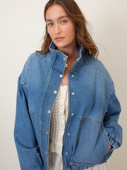 Nobodys Child Blue Denim Clarke Bomber Jacket - Image 5 of 5