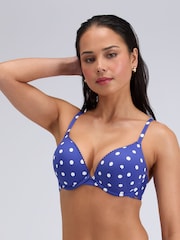 Boux Avenue Blue Hydra Push Up Polka Dot Bikini Top - Image 1 of 5