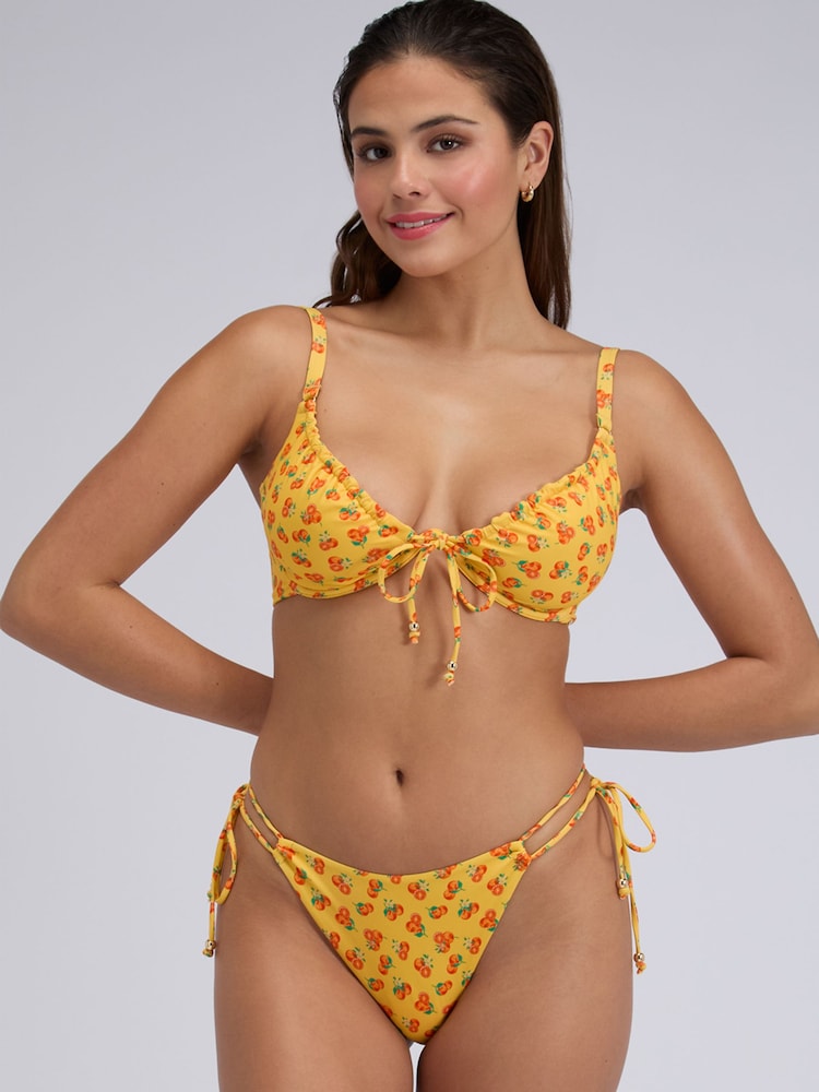 Boux Avenue Yellow Ibiza Print Bikini Top - Image 2 of 5
