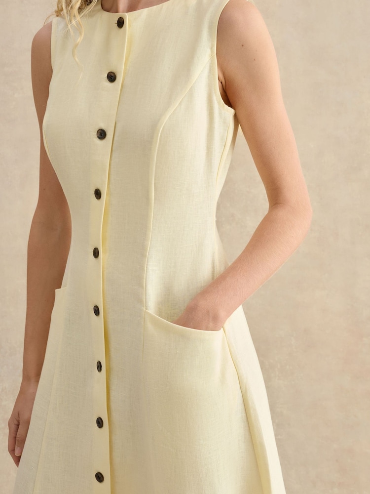 Buy Hobbs Yellow Carmen Sleevless Linen Midi Dress from Next USA Buy Hobbs Yellow Carmen Sleevless Linen Midi Dress from Next USA