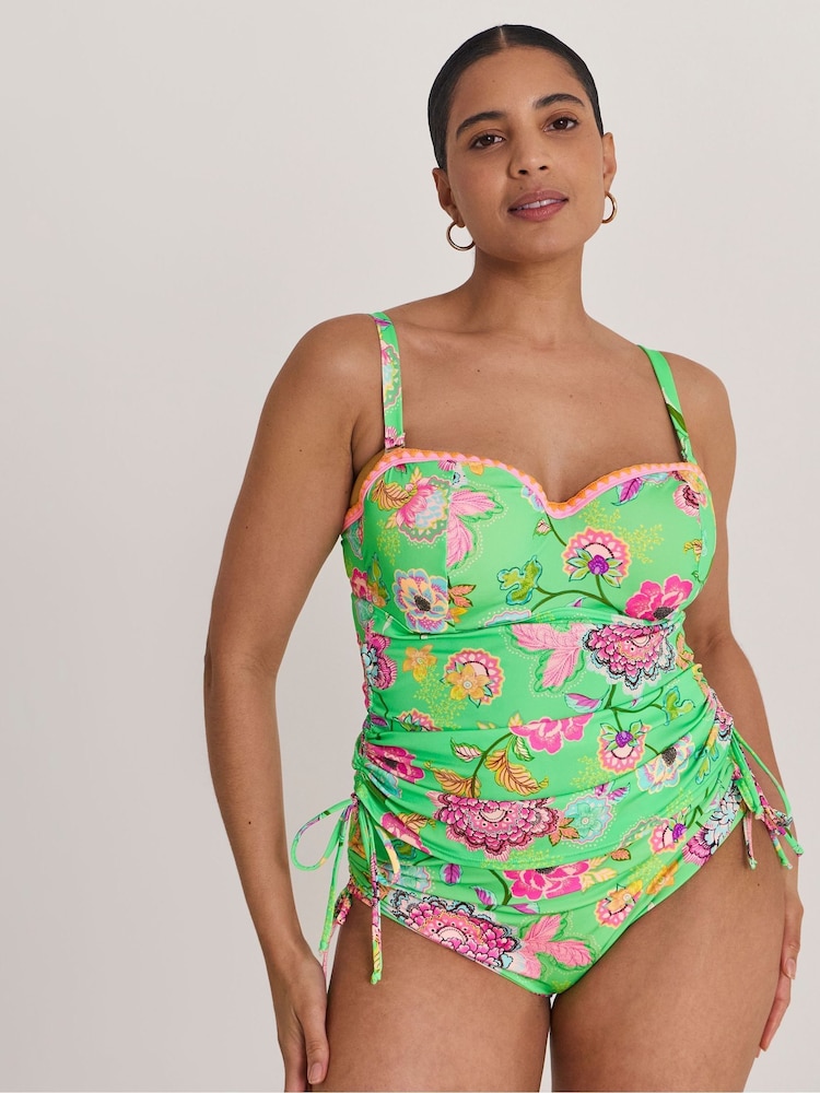 Figleaves Green Bandeau Underwired Tankini Top - Image 1 of 4 Figleaves Green Bandeau Underwired Tankini Top - Image 1 of 4