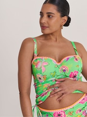 Figleaves Green Bandeau Underwired Tankini Top - Image 2 of 4
