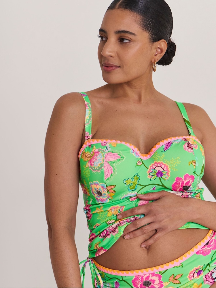 Figleaves Green Bandeau Underwired Tankini Top - Image 2 of 4 Figleaves Green Bandeau Underwired Tankini Top - Image 2 of 4