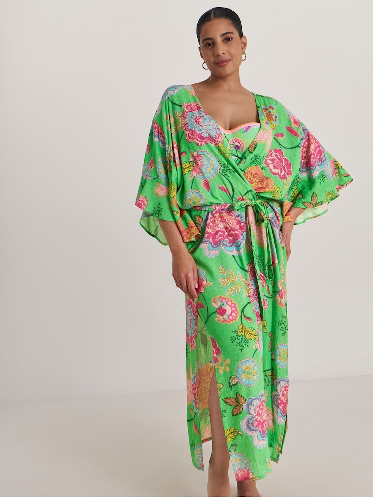 Figleaves Green Open Maxi Kaftan - Image 1 of 4