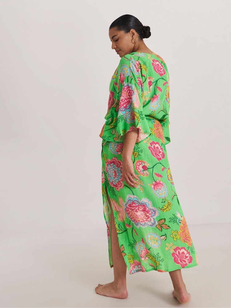 Figleaves Green Open Maxi Kaftan - Image 2 of 4