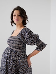 JoJo Maman Bébé Long Sleeve Shirred Midi Maternity Dress - Slika 2 od 5