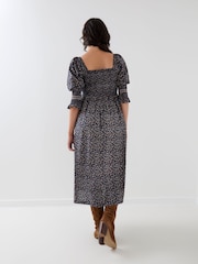 JoJo Maman Bébé Long Sleeve Shirred Midi Maternity Dress - Slika 3 od 5