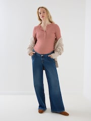 JoJo Maman Bébé Striped Rib Jersey Button Up Maternity Top - Slika 2 od 8