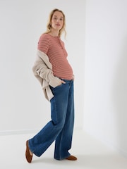 JoJo Maman Bébé Striped Rib Jersey Button Up Maternity Top - Slika 3 od 8