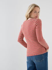 JoJo Maman Bébé Striped Rib Jersey Button Up Maternity Top - Slika 7 od 8