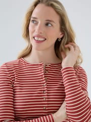 JoJo Maman Bébé Striped Rib Jersey Button Up Maternity Top - Slika 8 od 8
