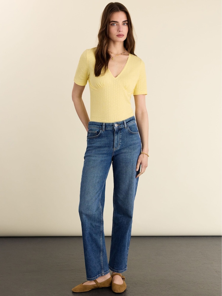 Baukjen Yellow Antoinette Pretty Rib V-Neck Top - Image 1 of 3