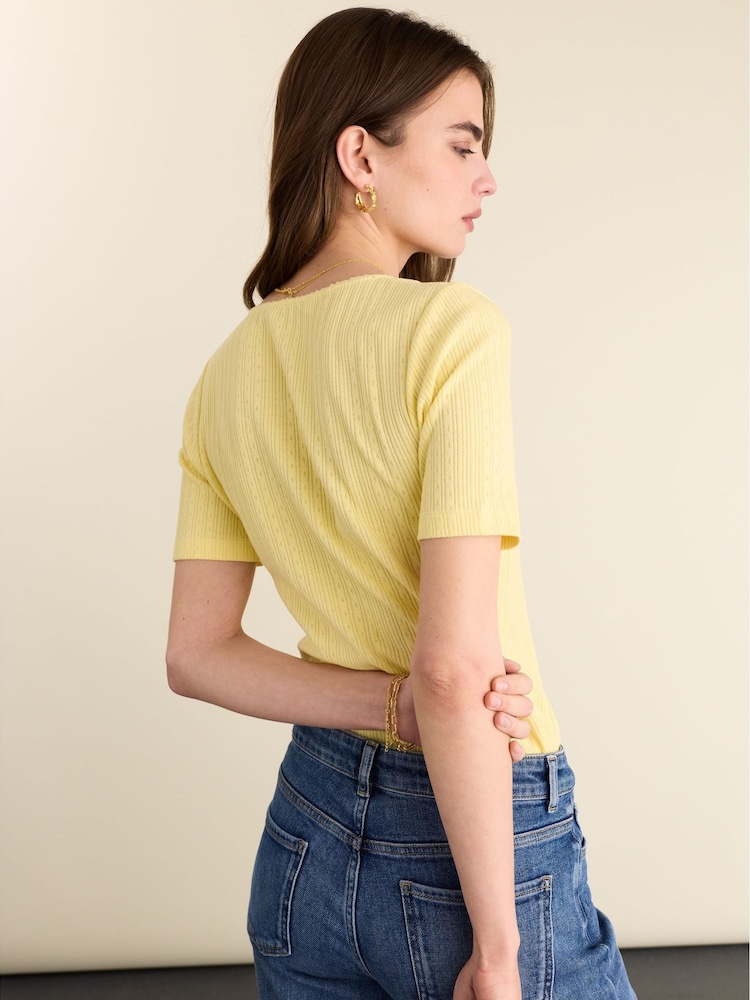Baukjen Yellow Antoinette Pretty Rib V-Neck Top - Image 2 of 3