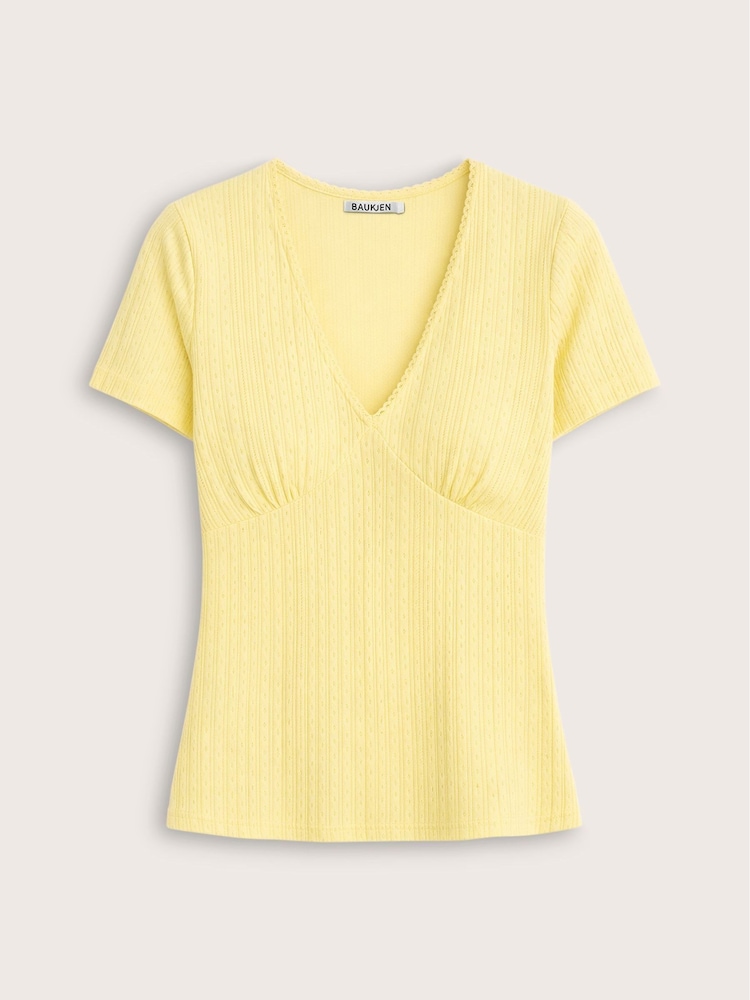Baukjen Yellow Antoinette Pretty Rib V-Neck Top - Image 3 of 3
