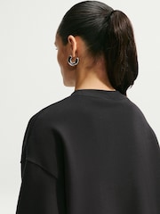 Nike Total Black Studio Fleece Oversized Crew Neck Sweat Top - Image 4 of 5