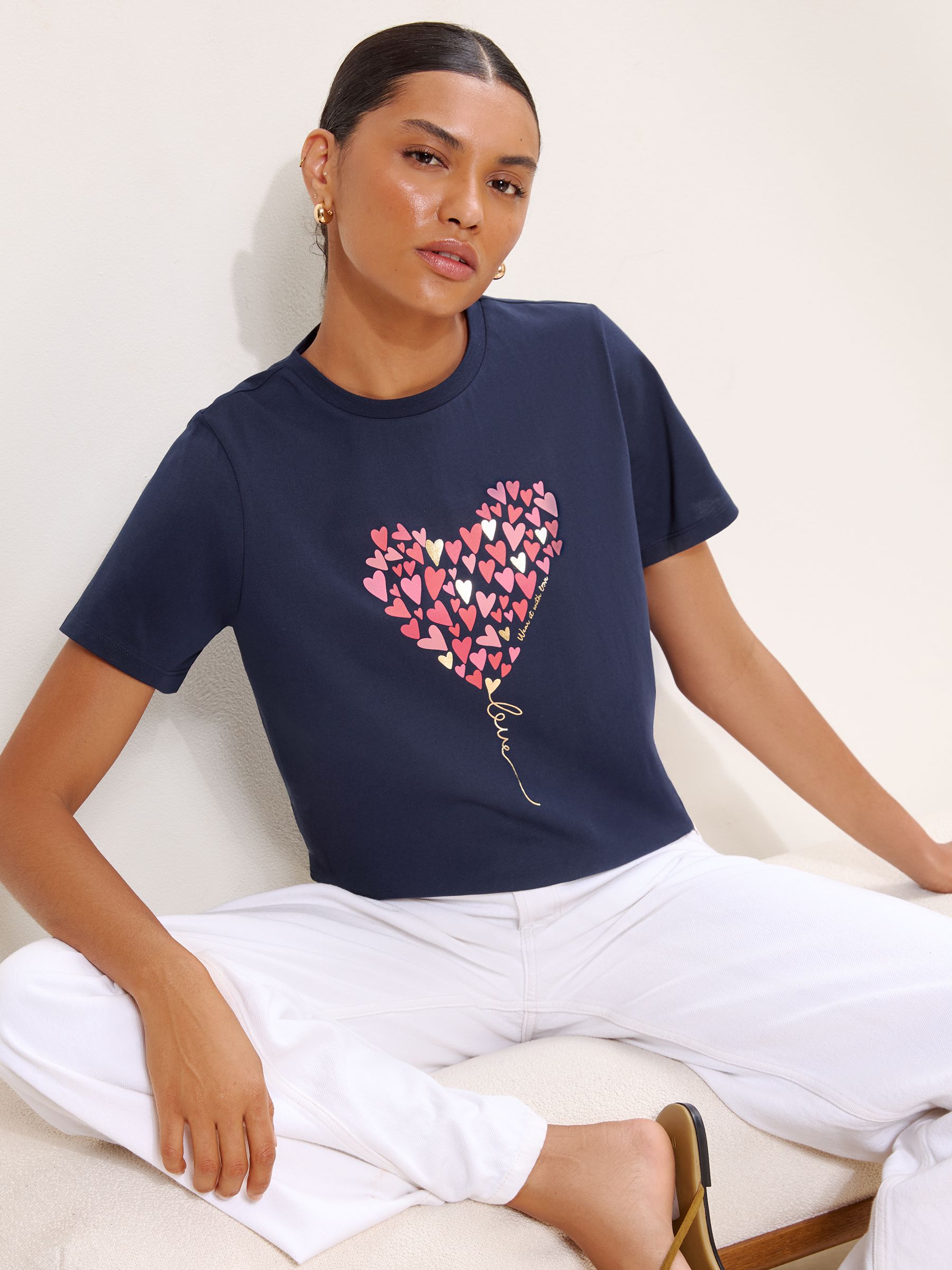 Buy Lipsy Navy Blue Boyfriend Wear It With Love T-Shirt from Next USA
