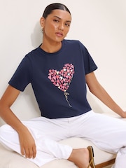Lipsy Navy Blue Boyfriend Wear It With Love T-Shirt - Image 1 of 5