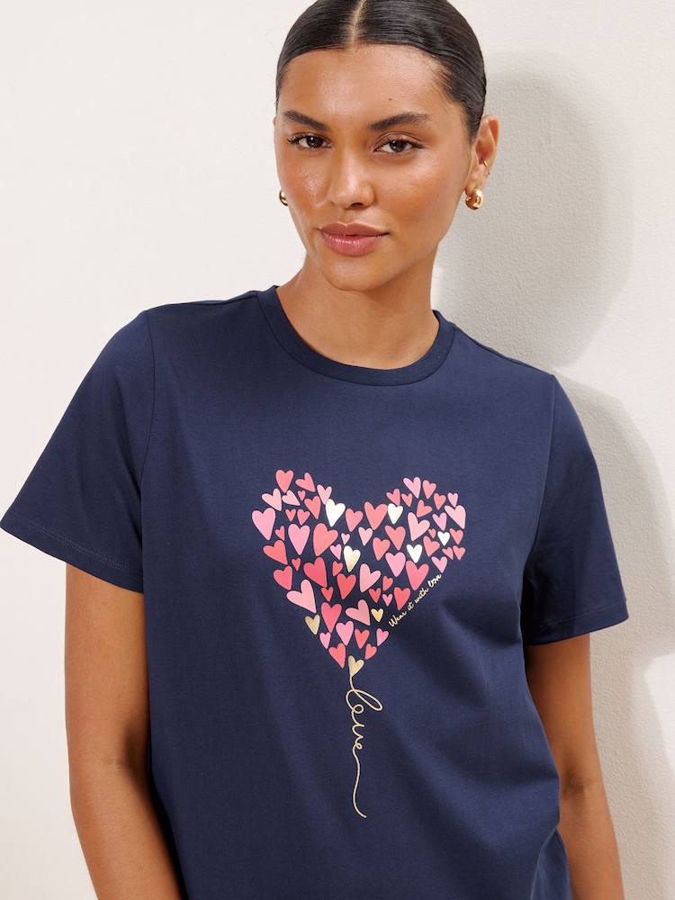 Lipsy Navy Blue Boyfriend Wear It With Love T-Shirt - Image 2 of 5 Lipsy Navy Blue Boyfriend Wear It With Love T-Shirt - Image 2 of 5