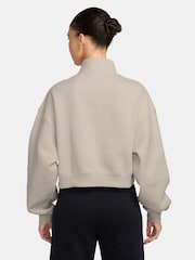 Cream 2 - Nike Studio Fleece Oversized 1/4-Κροπ μπλούζα με φερμουάρ - Εικόνα 2 από 3