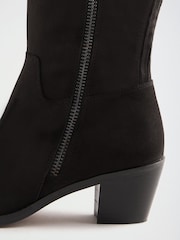 Love & Roses Black Faux Suede High Leg Zipped Mid Heel Riding Boots - Image 5 of 7